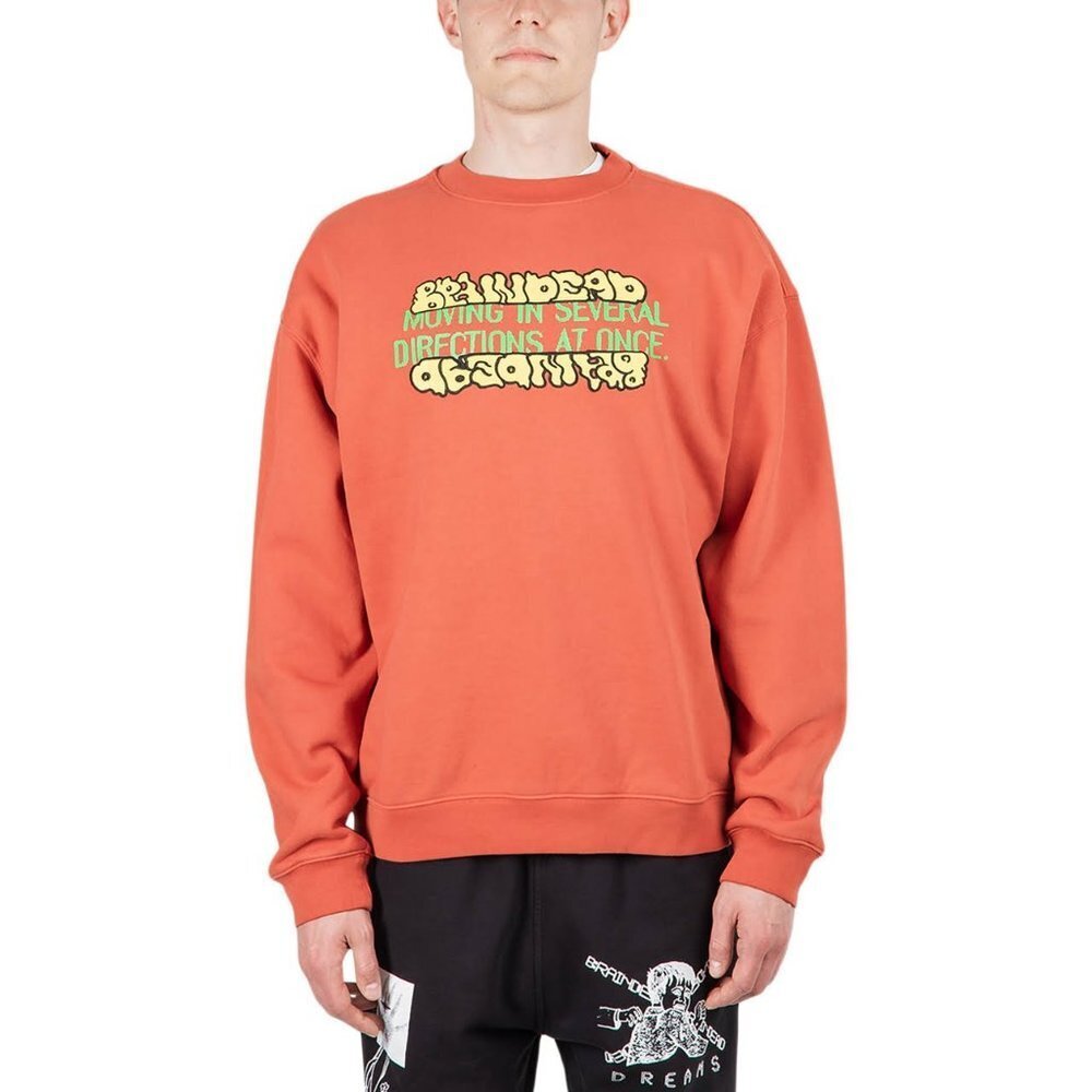 Brain Dead Movement Crew Sweatshirt in Orange Small